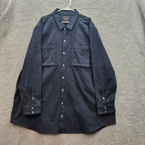 Vayder Navy Oversized Twill Button-Up Shirt With Double Chest Pockets Custom 4XL